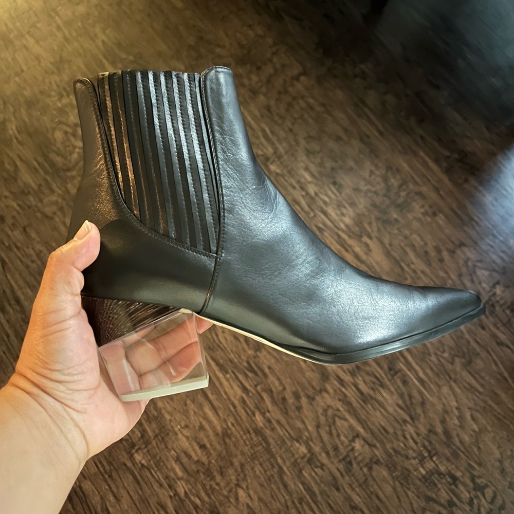 Alexandre Birman Black Heeled Ankle Boots with Clear Block Heel - Picture 4 of 5